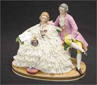 Dresden Germany ceramic lace Seated Couple figure