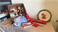 Group of  holiday items Christmas cards tree bag