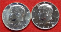 (2) 1964 Kennedy Silver Half Dollar Proofs