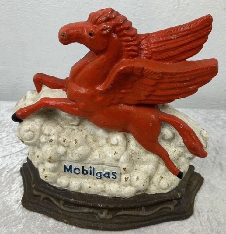 Cast "MOBILGAS" Pegasus Horse Door Stop