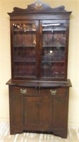 Art Nouveau Mahogany Bookcase on Cabinet.