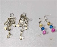 Vintage Rinestone Earrings and glass bead earrings