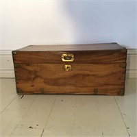 ANTIQUE WOODEN CHEST BRASS FITTINGS