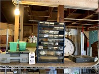 Shelf Containing Hardware Organizer, Clock,