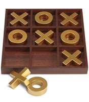 10 Piece Premium Solid Wood Tic-Tac-Toe Board Game