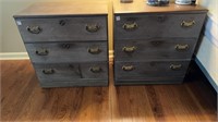 Pair of 3 drawer bedside chest
