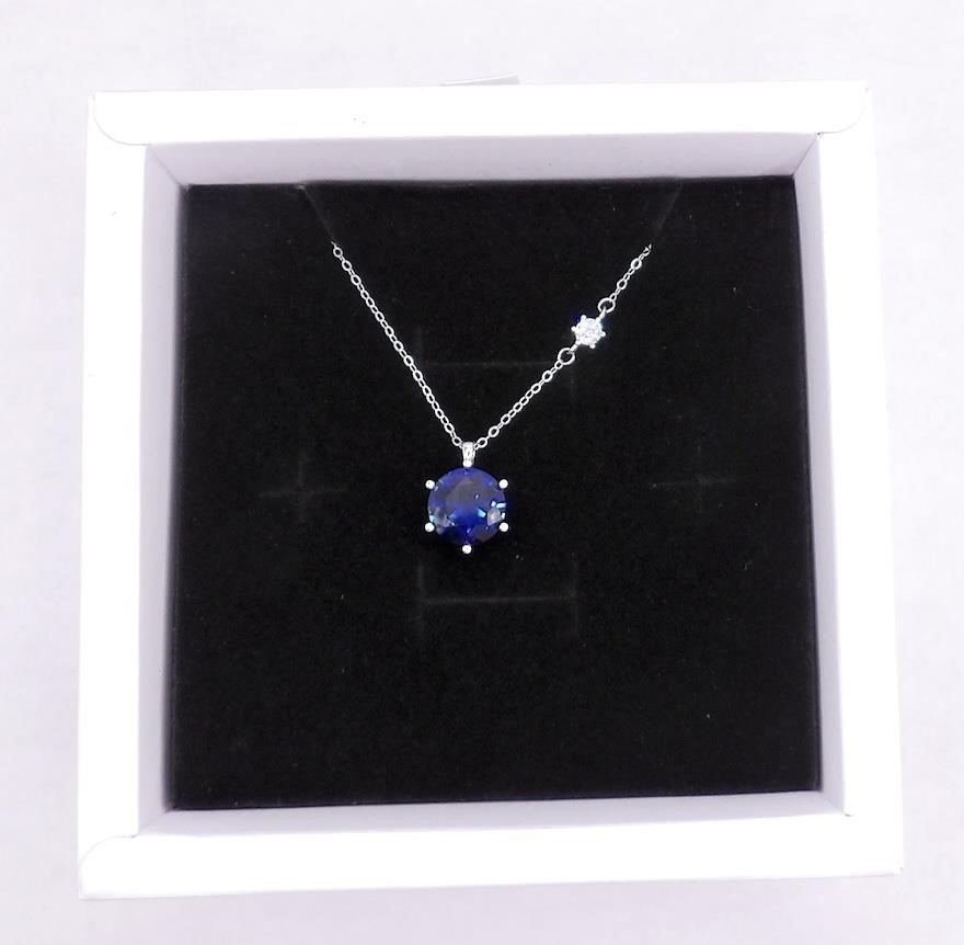 10.0mm 925S Blue Sapphire Necklace