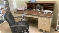Metal Desk w/ Contents & Office Chair