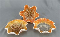 Lot of 3 Four Flowers ruffled sauces - peach opal