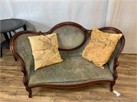 Antique Medallion Back Rococo Revival Settee Wear