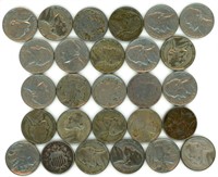 Group of 27 U.S. 5¢ Pieces - Five Different