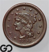 1855 Braided Hair Large Cent, Upright 5