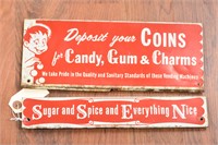 (2) Original Vintage Vending Machine Display Signs