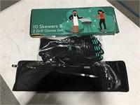 10 Skewers and 2 Grill Gloves Set