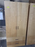 Left Tall Wood Cabinet with Contents