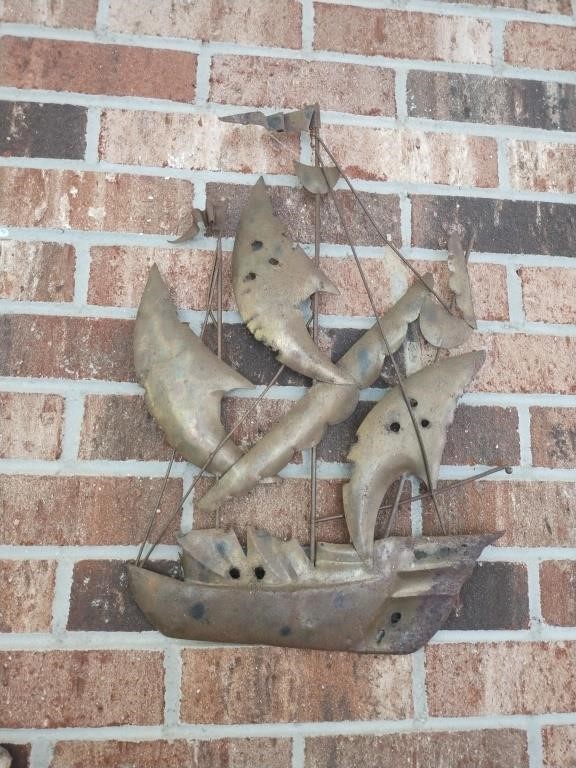 Brass boat wall decor