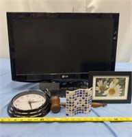 LG TV(no remote), Clock, Framed Print and more