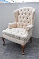 Tufted Queen Anne Rolled Arm Arm Chair