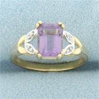 Amethyst and Diamond Ring in 14k Yellow Gold