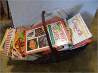 BASKET WITH LARGE LOT OF BOOKS