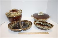 Canonsburg Brown Drip Serving Dishes