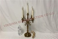 Vintage Brass 5-Light Candelabra Lamp - Powers On