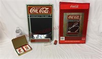 Coca-Cola Chalk Board & Tin w Sealed Playing Cards