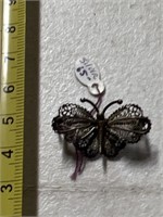 Vintage butterfly tagged sterling, marked 800