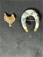 Vintage horseshoe & saddle pin,