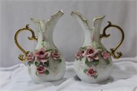 A Pair of Ceramic Ewers