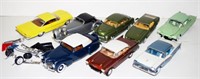 Eight various plastic model cars