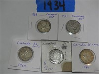 Canadian Quarters From 1874-1971
