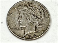 1934 D Silver Peace Dollar  Coin