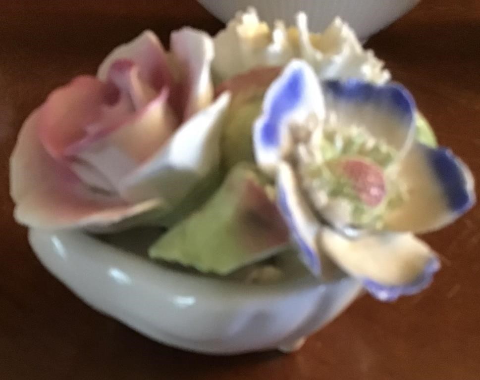 VINTAGE STAFFORDSHIRE PORCELAIN FLOWER BASKET