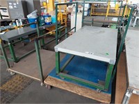 2 Trolleys & Steel Plate Top Mobile Set Down Bench