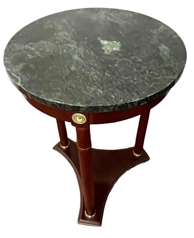 Wood w/Marble Top Accent Table