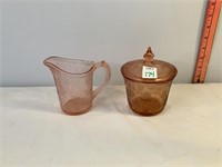 Pink Depression Glass Sugar & Creamer