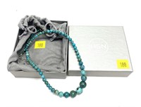 17" graduated turquoise bead necklace with sterlng