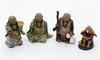 (4) Mudmen Figurines - 3 Gods & 1 Fisherman