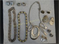 3 Necklaces & 6 pr clip earrings
