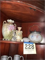 Shelf of Early Vases and Glass