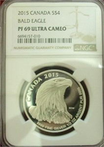 2015 NGC PF69UC $4 Canada Bald Eagle
