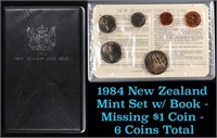 1984 New Zealand Mint Set w/ Book - Missing $1 Coi