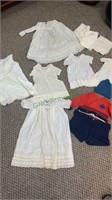 6 antique white linen girls dresses, with two