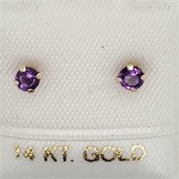NEW 14K Yellow Gold Amethyst Earrings, $120