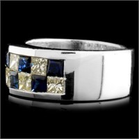 18K Gold Sapphire & Diam Ring: 1.48ctw & 1.07ctw