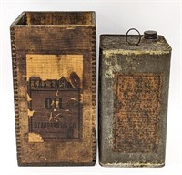 Early Fairbanks Morse & Co. Can w/ Wood Box