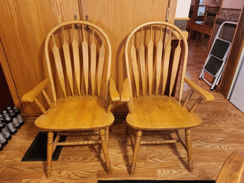 2 Oak look Dining Room Chairs.  Windsor Style.