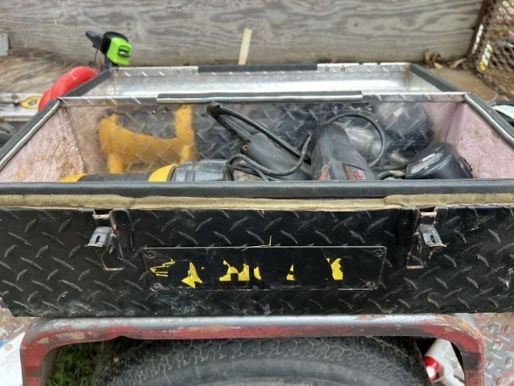 Diamond plate tool box with electric tools