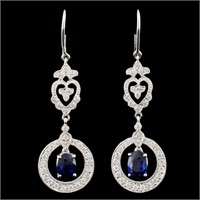 18K Gold 1.30ctw Sapphire & 0.58ctw Diamond Earrin